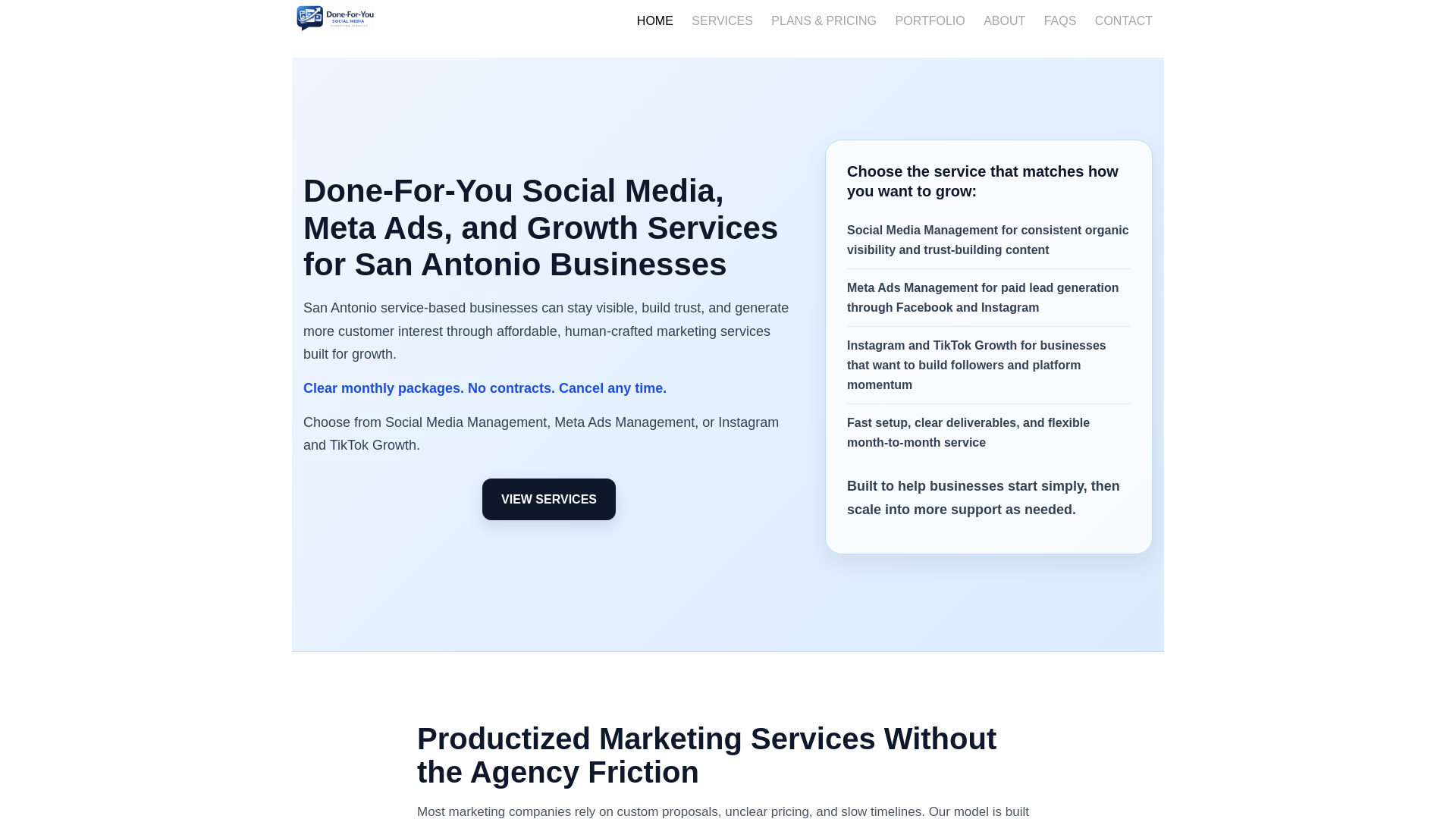 website screenshot of https://sanantoniosocialmediamarketing.com