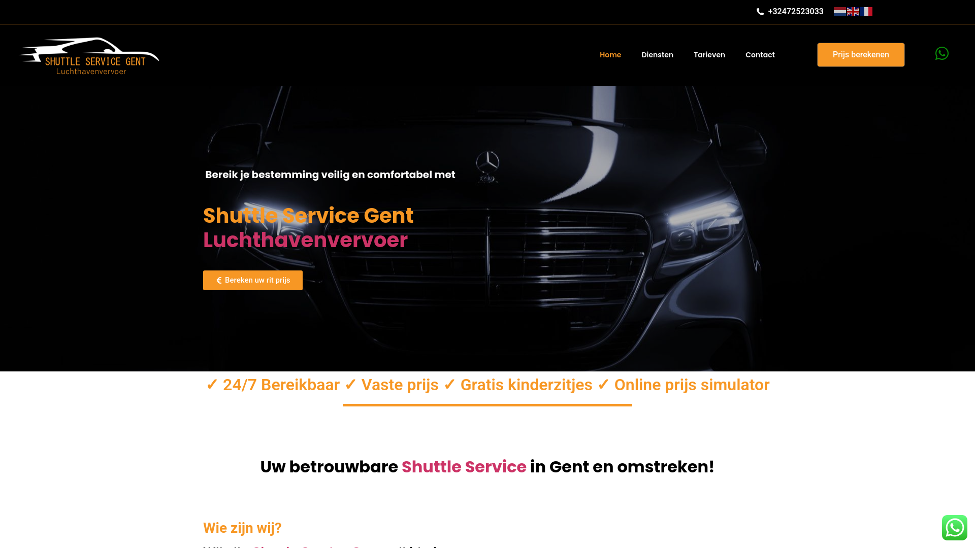 website screenshot of https://luchthavenvervoer-oostvlaanderen.be