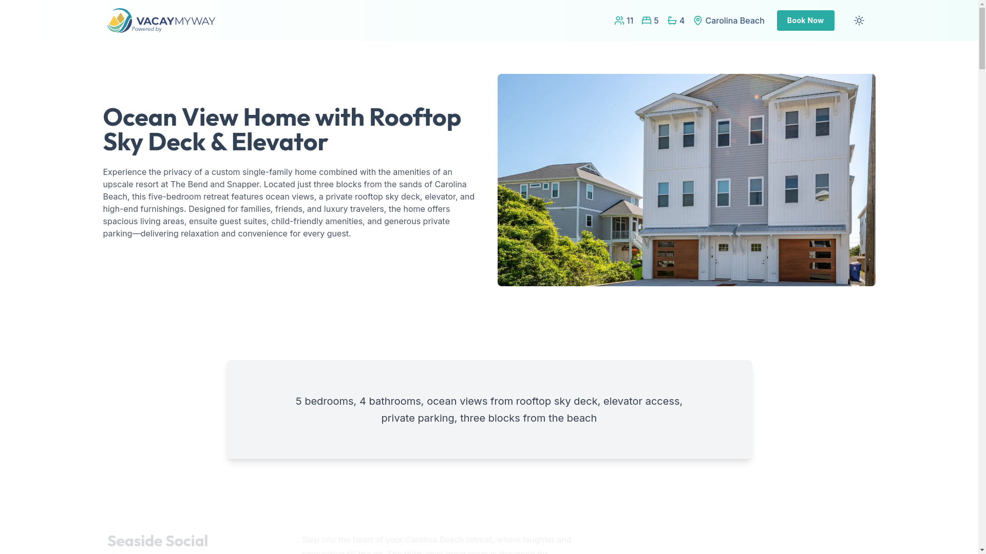 website screenshot of https://skyhighcoast.vacations/