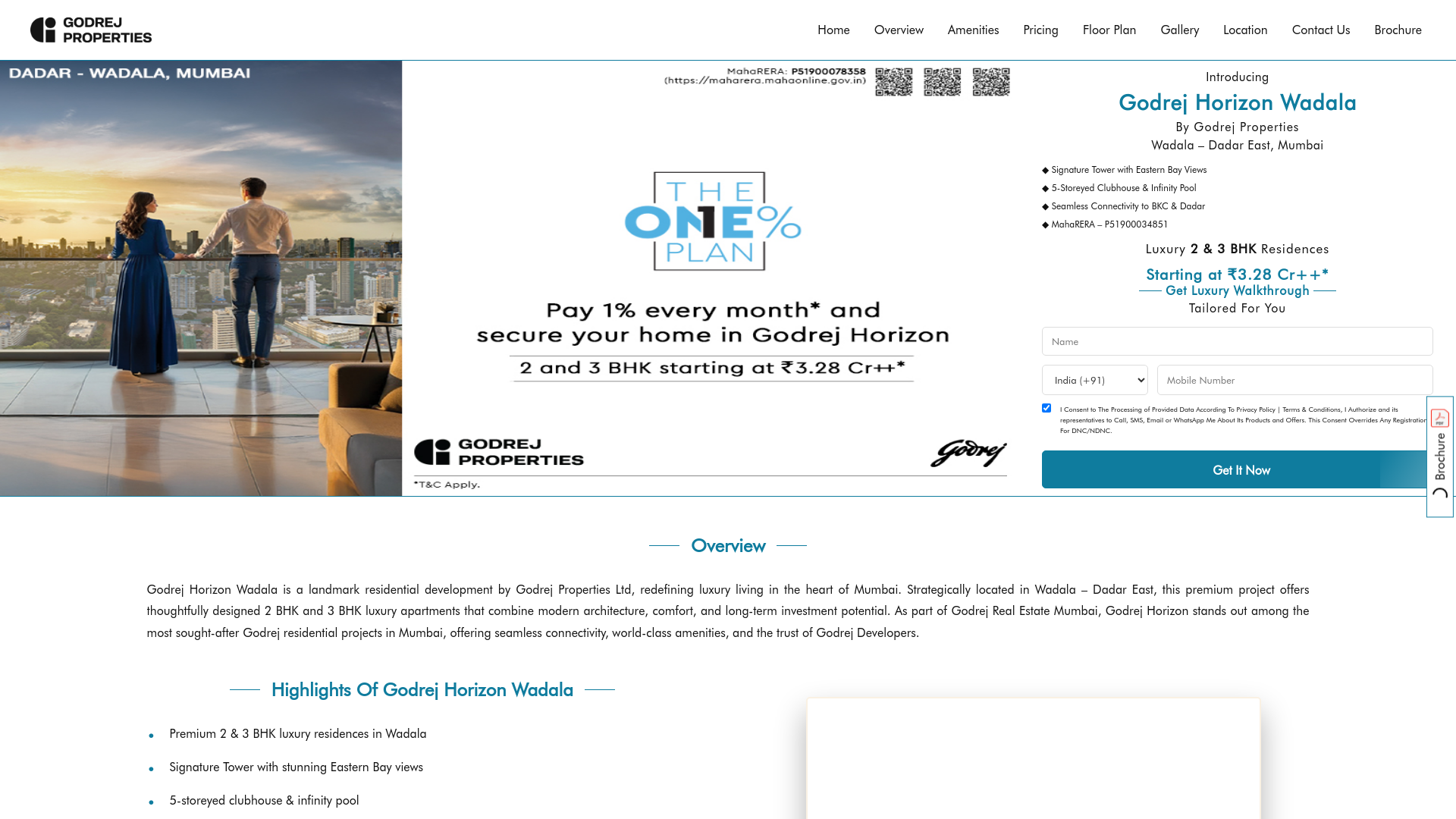 website screenshot of https://godrejhorizonhomeswadala.com/