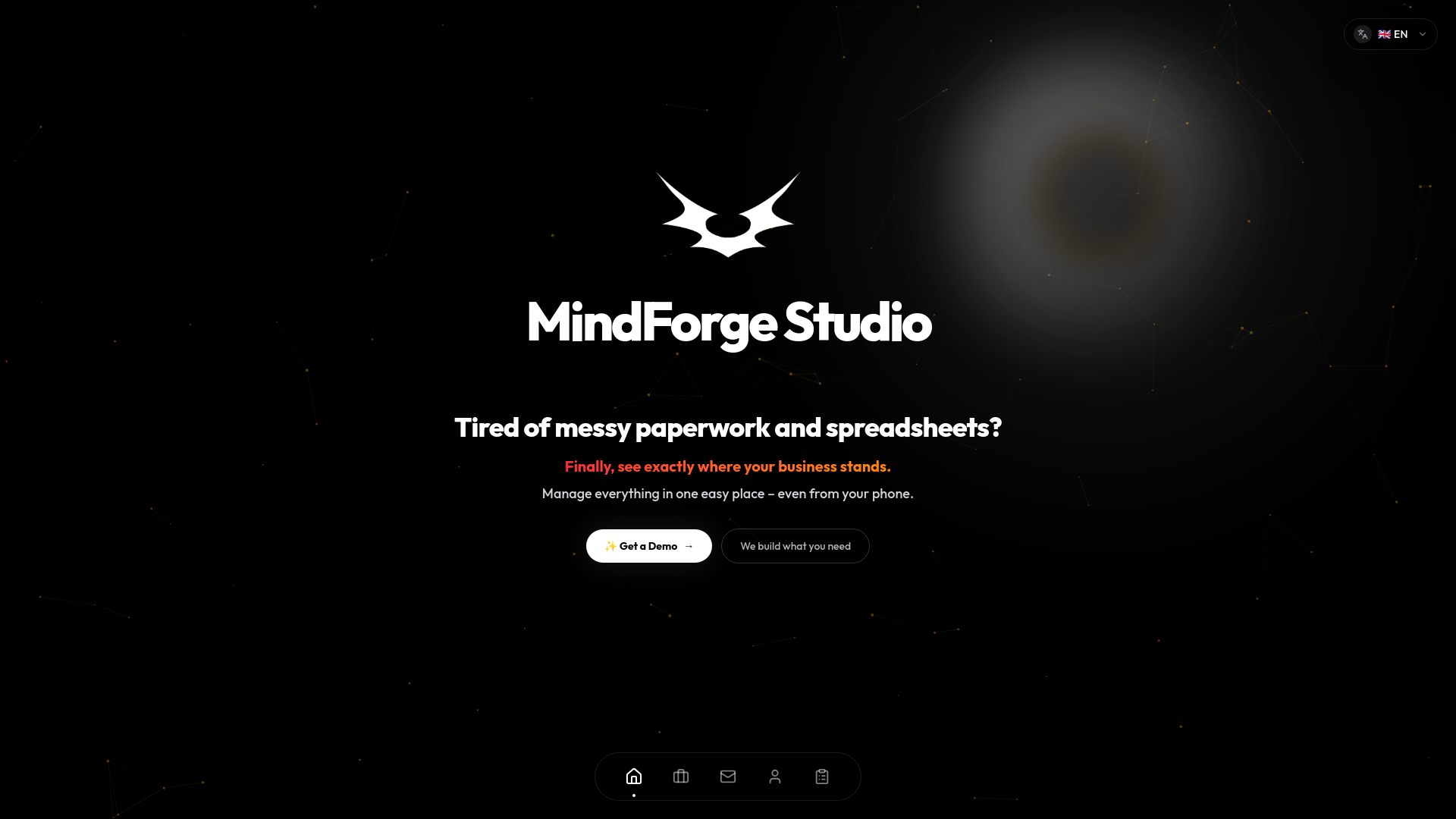 website screenshot of https://mindforgestudio.eu/