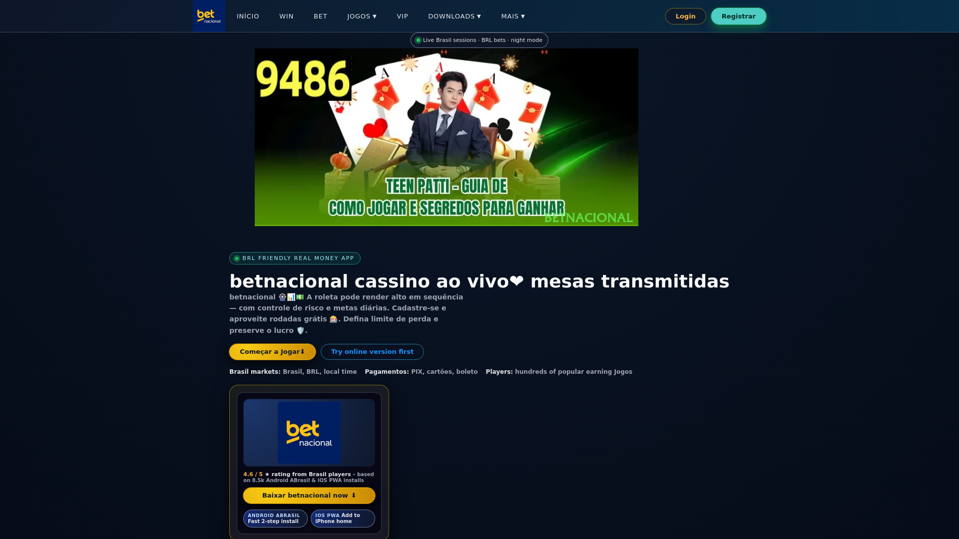 website screenshot of https://betnacionallive.com