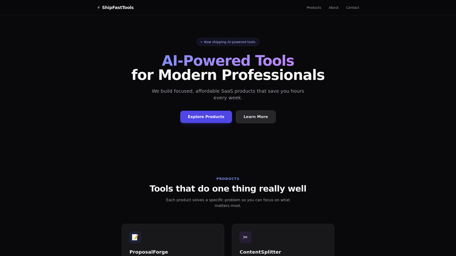 website screenshot of https://shipfasttools.pages.dev/