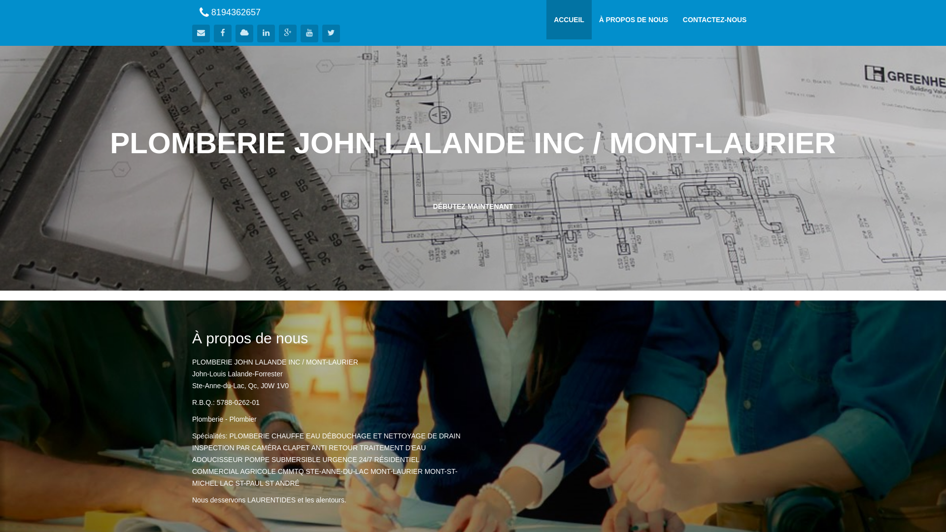 website screenshot of https://plomberiejohnlalandemont-laurier.com/