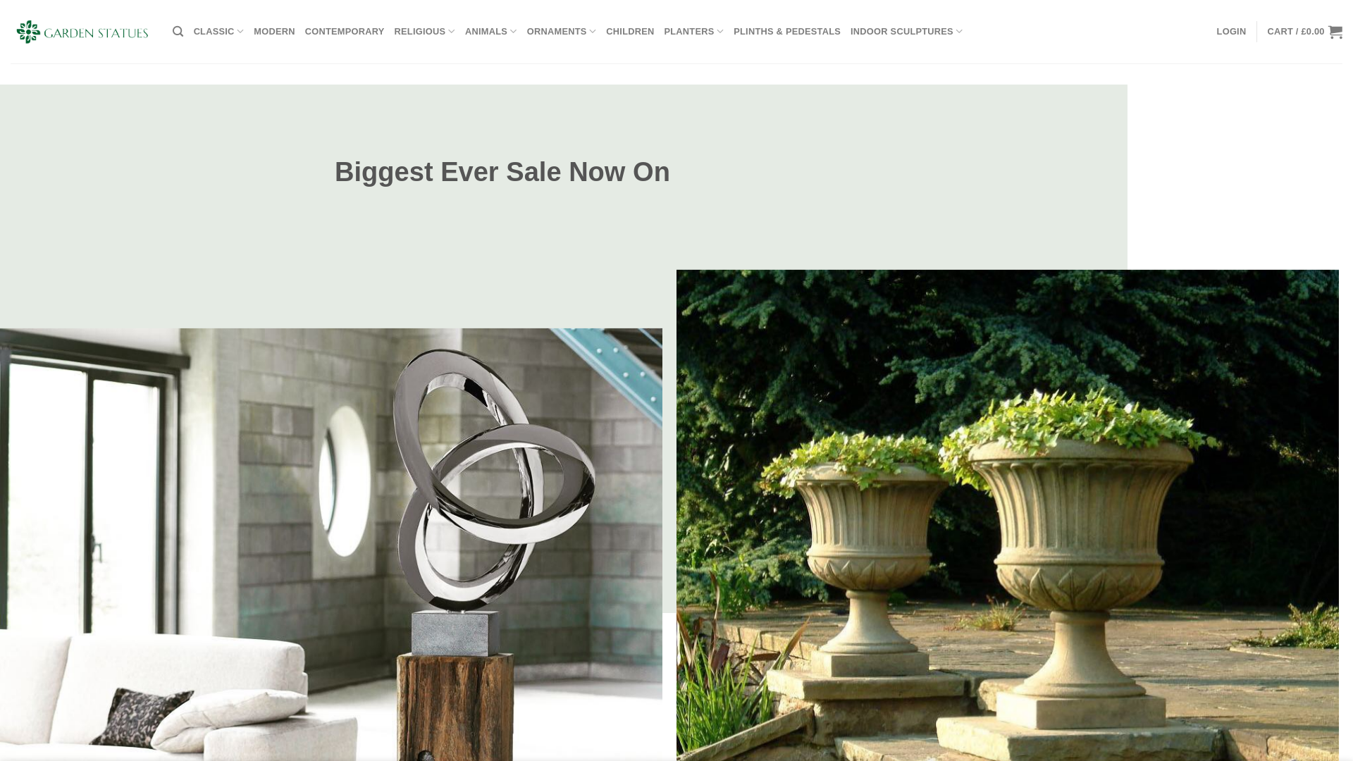 website screenshot of https://outletgardenstatues.com/