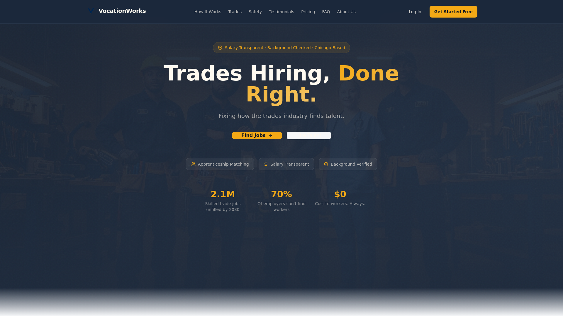 website screenshot of https://vocationworks.io/