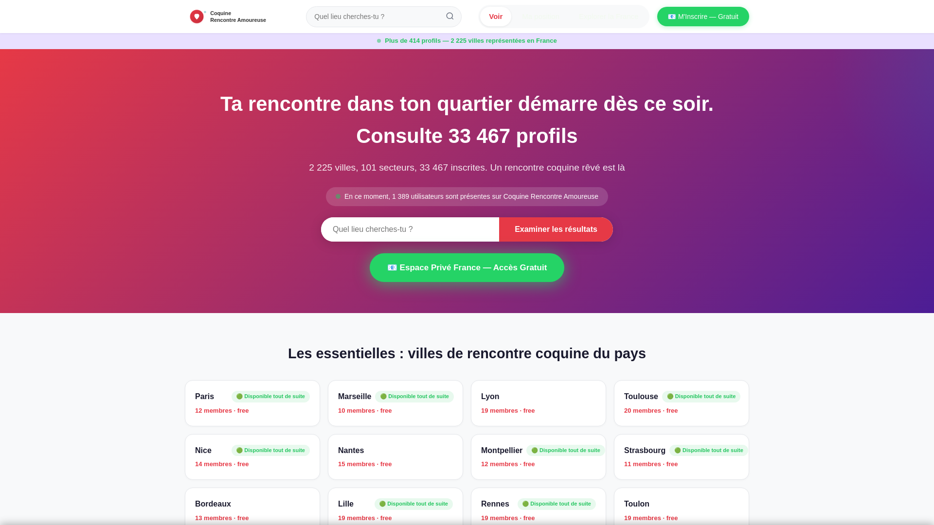 website screenshot of https://coquine-rencontre-amoureuse.fr/
