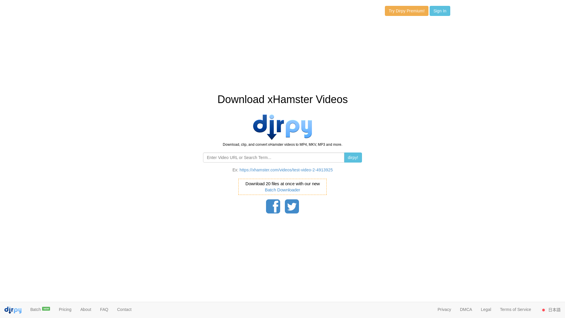 website screenshot of https://dirpy.com/from/xhamster