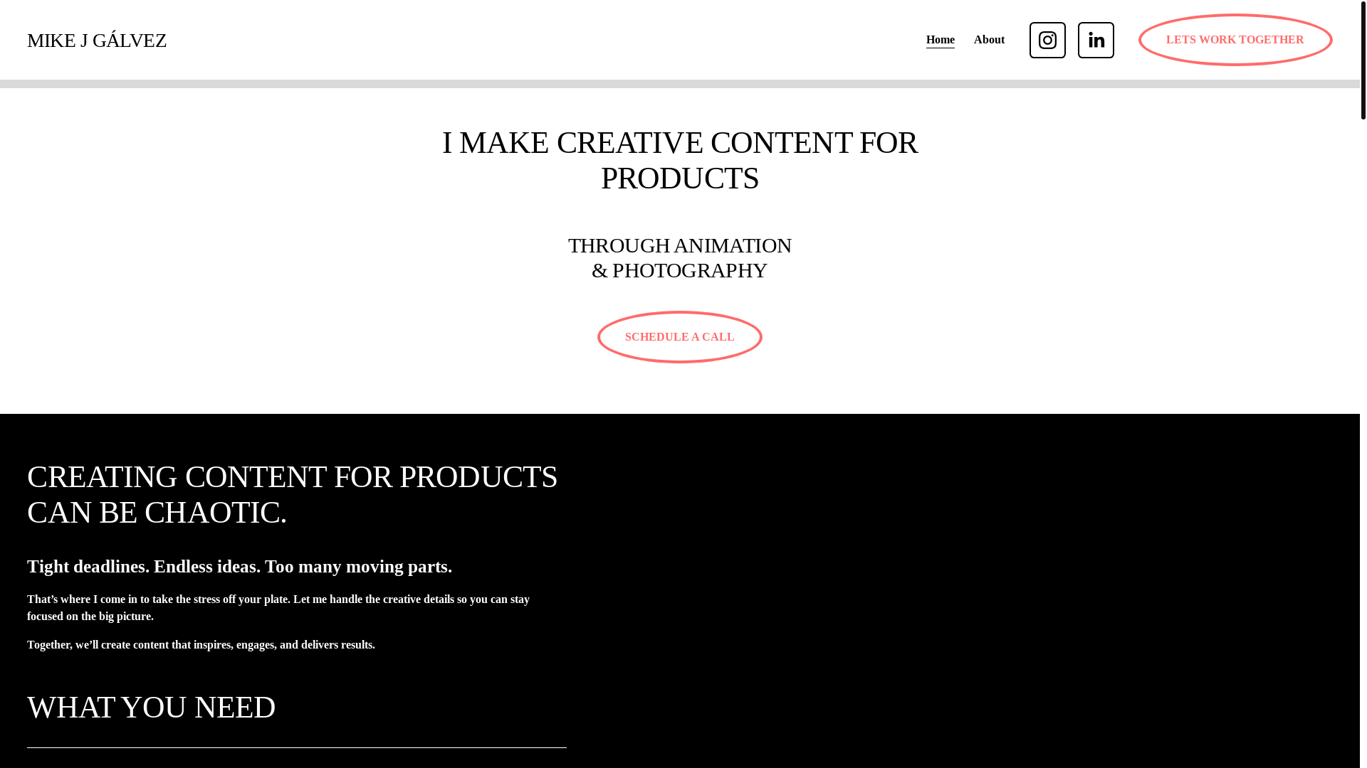 website screenshot of https://mjgstudios.com/