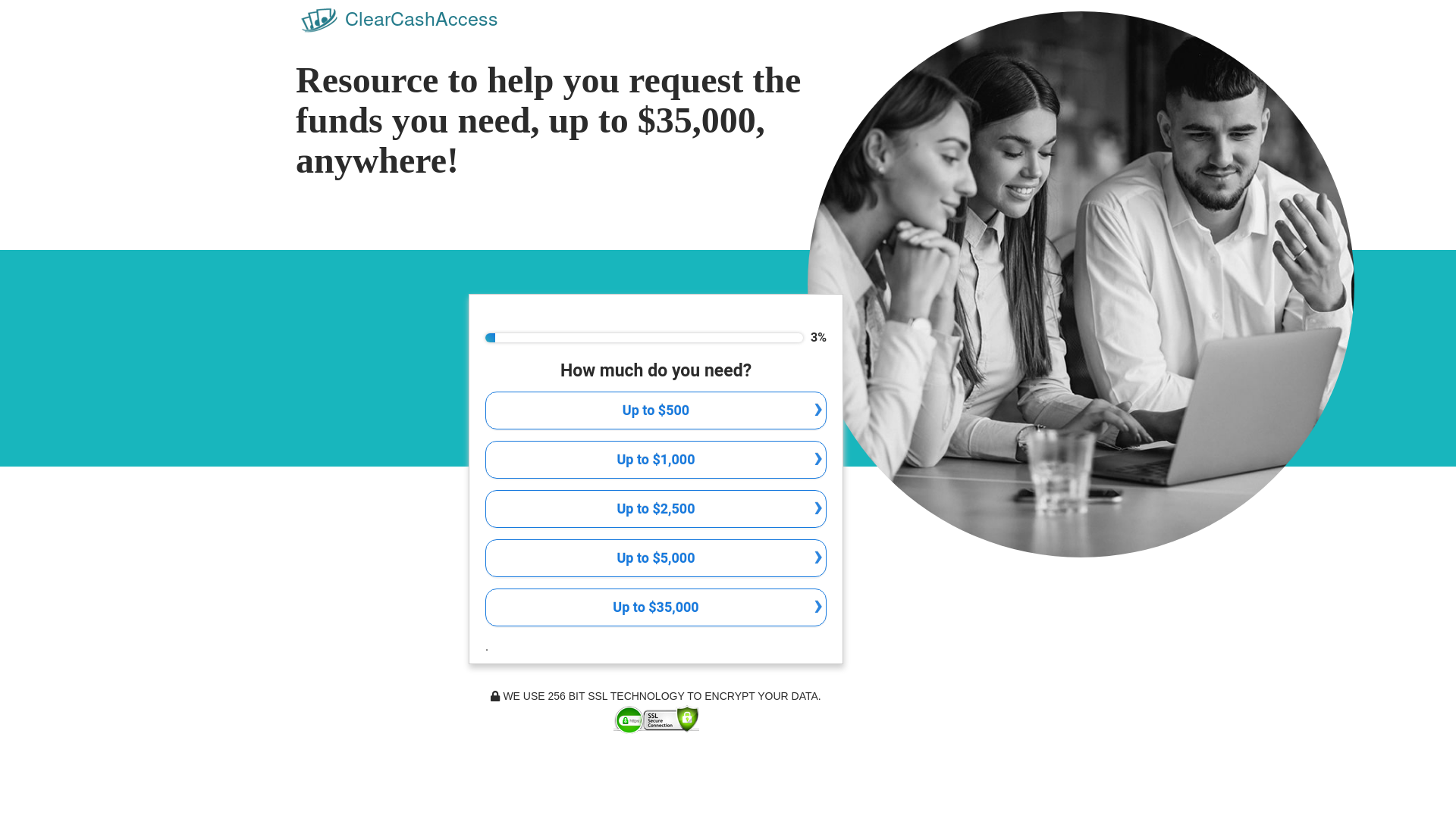 website screenshot of https://clearcashaccess.com/