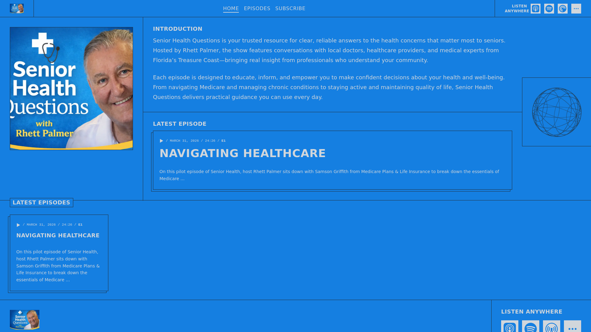 website screenshot of https://seniorhealthquestions.org