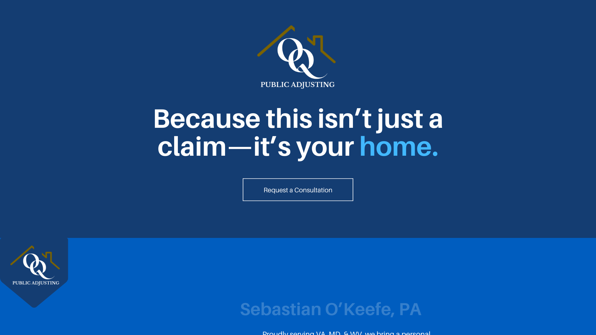 website screenshot of https://oqadjusting.com/