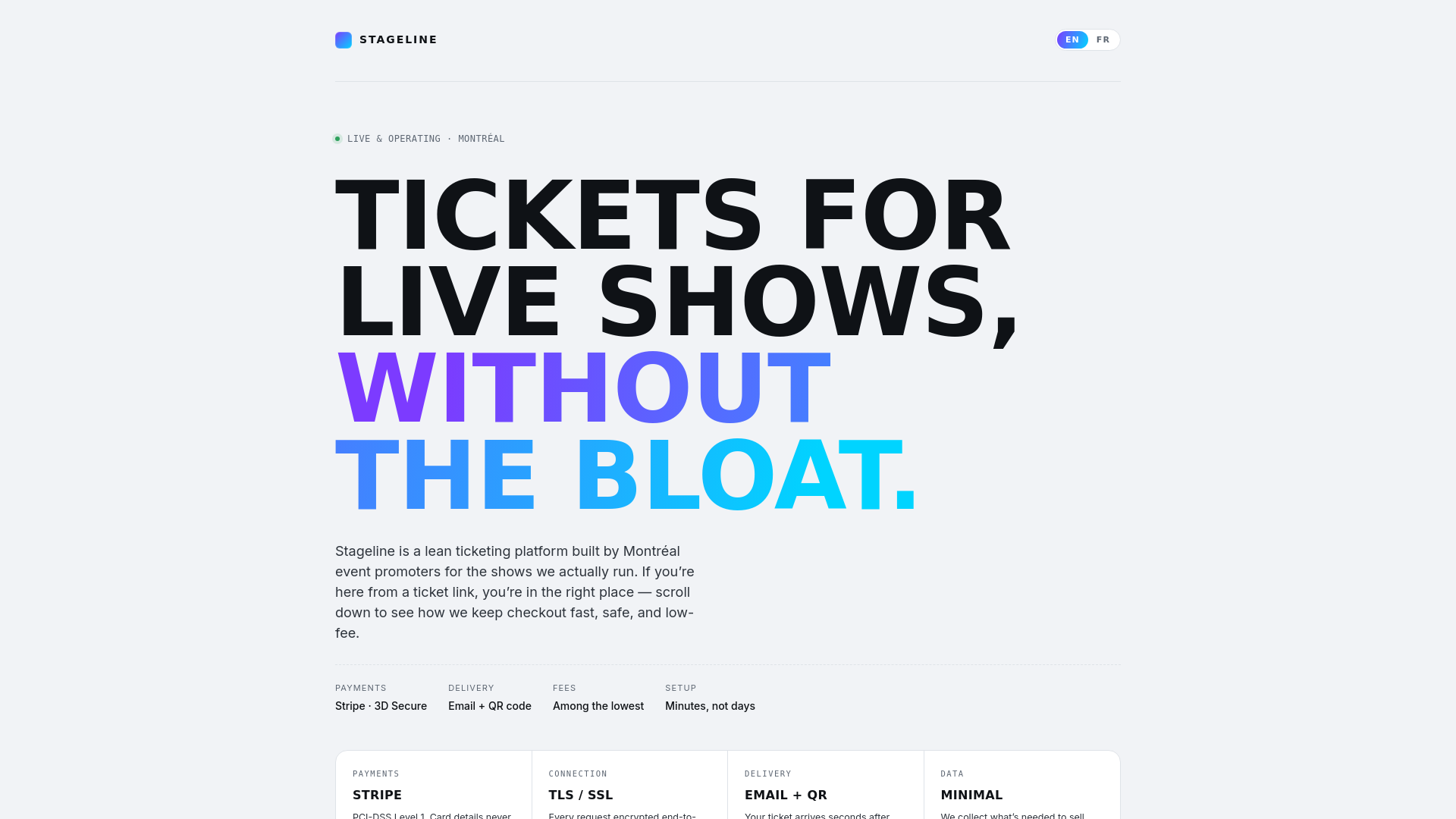 website screenshot of https://stagelinetickets.com/