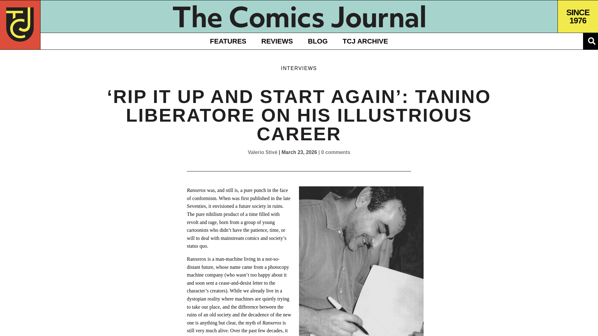 website screenshot of https://www.tcj.com/rip-it-up-and-start-again-tanino-liberatore-on-his-illustrious-career/
