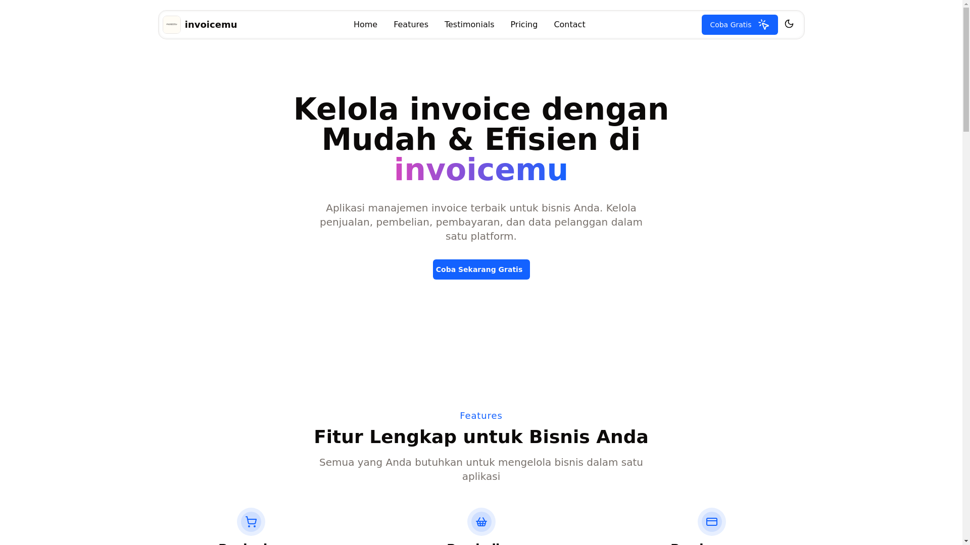 website screenshot of https://invoicemu-landing-page.pages.dev/