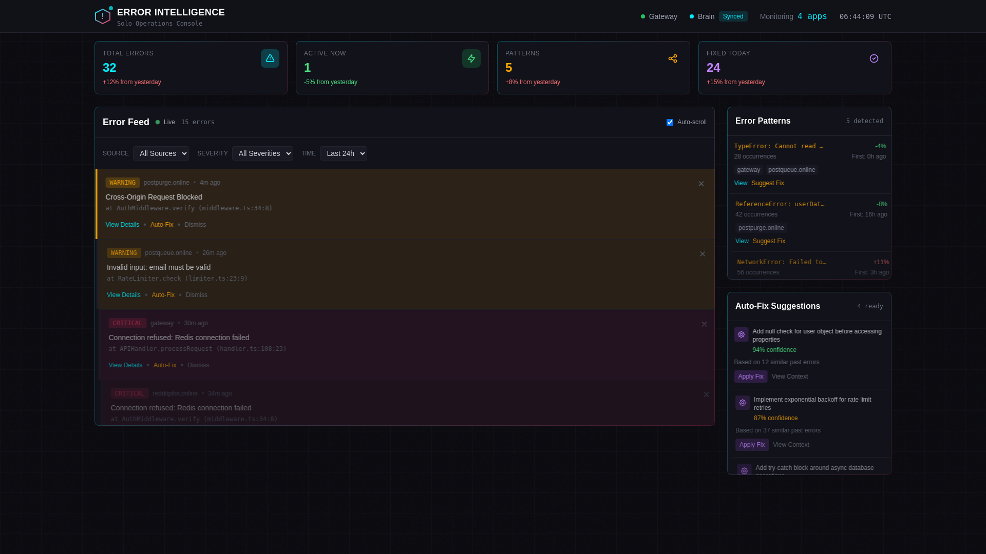 website screenshot of https://error-intelligence.pages.dev/
