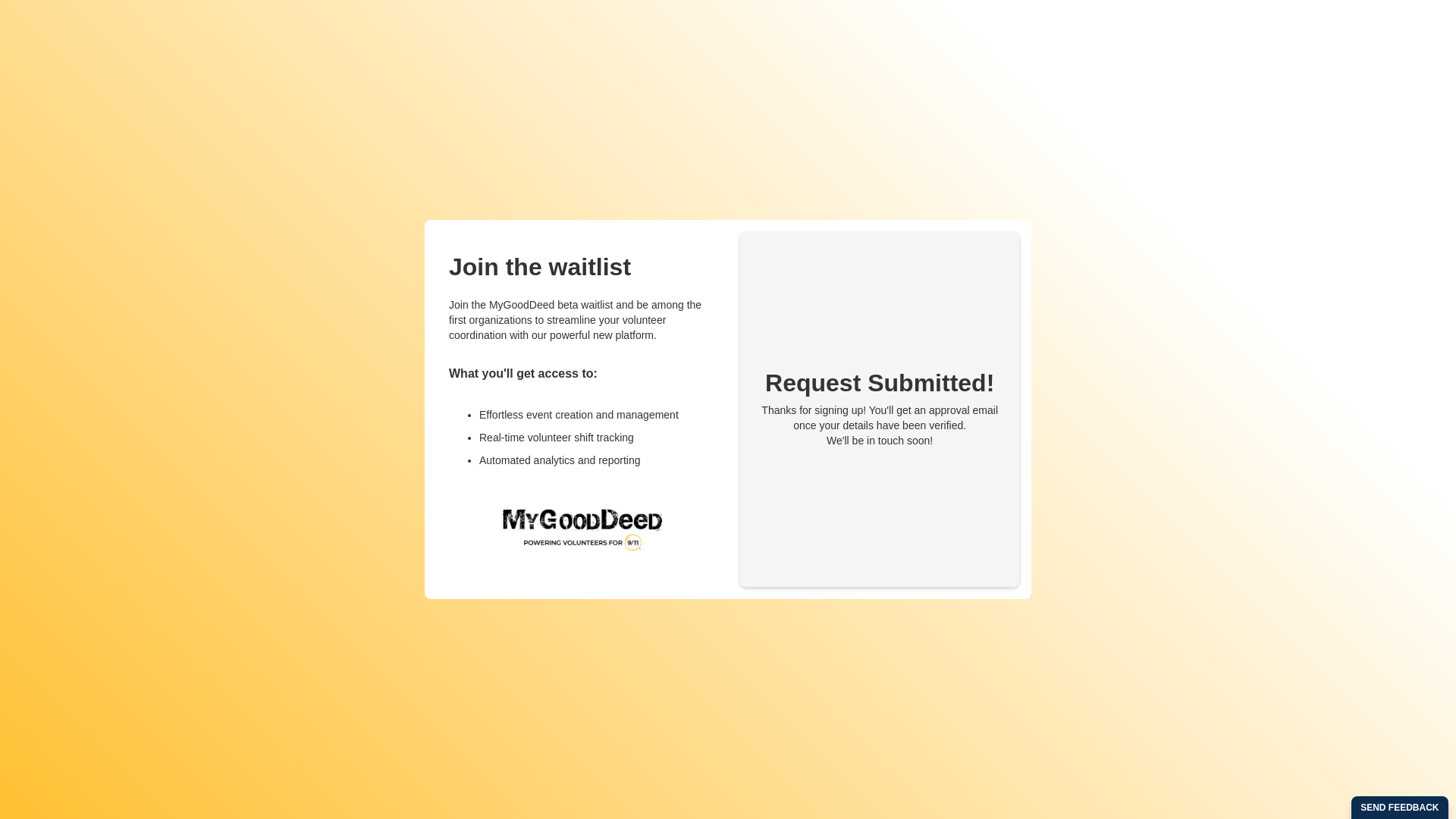 website screenshot of https://mygooddeed.org/