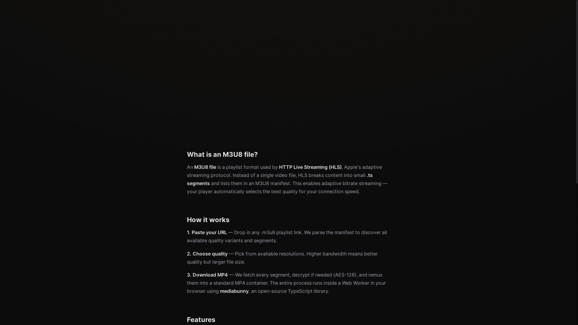 website screenshot of https://m3u8-downloader-46x.pages.dev/