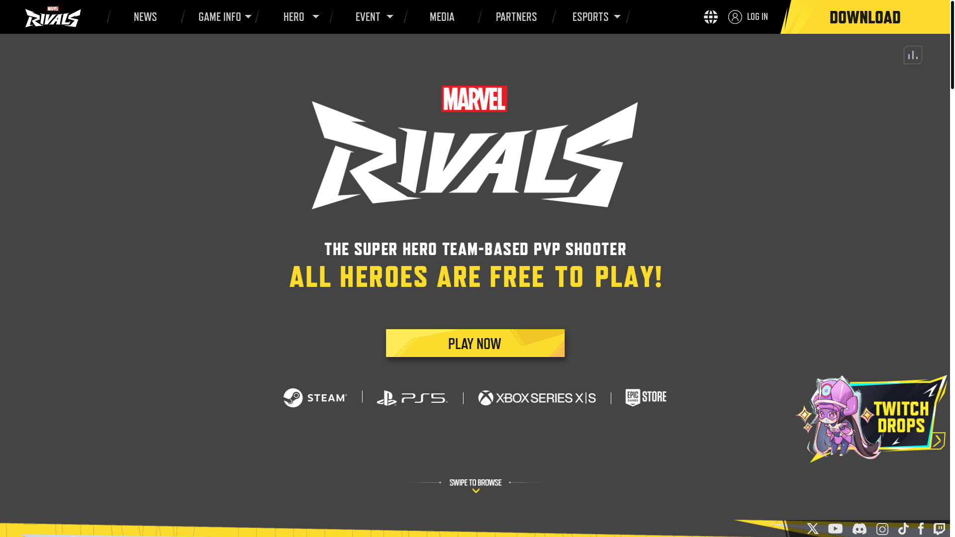 website screenshot of https://marvelrivals.com