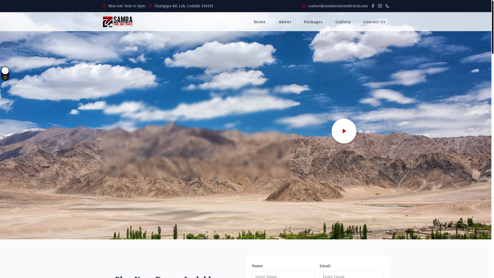 website screenshot of https://sambatourandtravel.com/