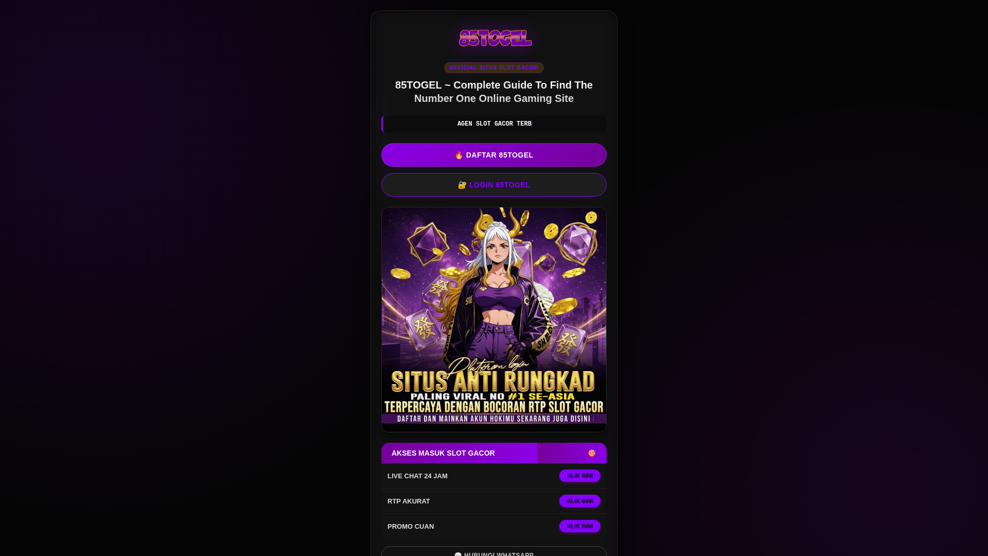 website screenshot of https://login85togel.pages.dev/