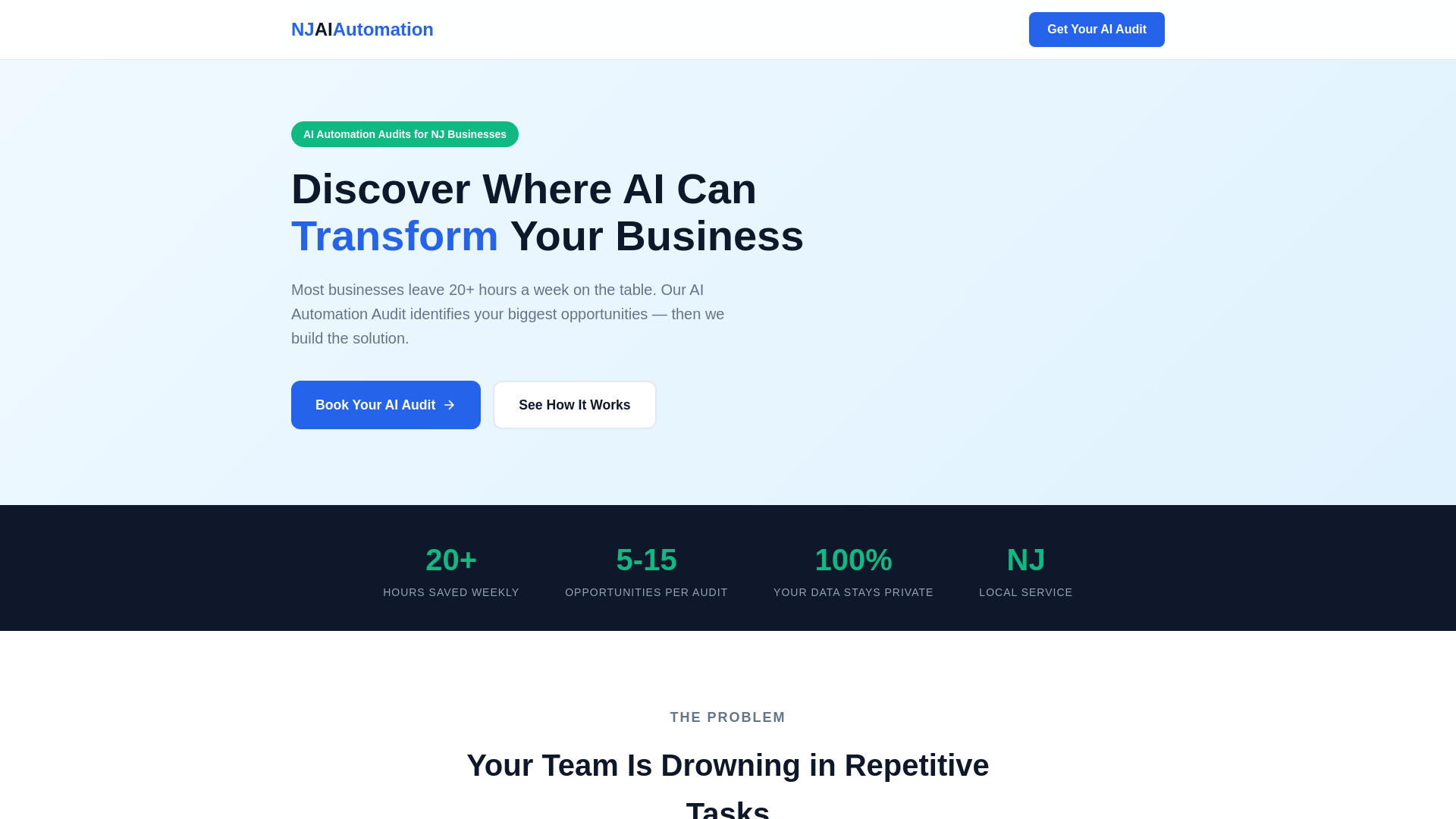 website screenshot of https://njaiautomation.ai/
