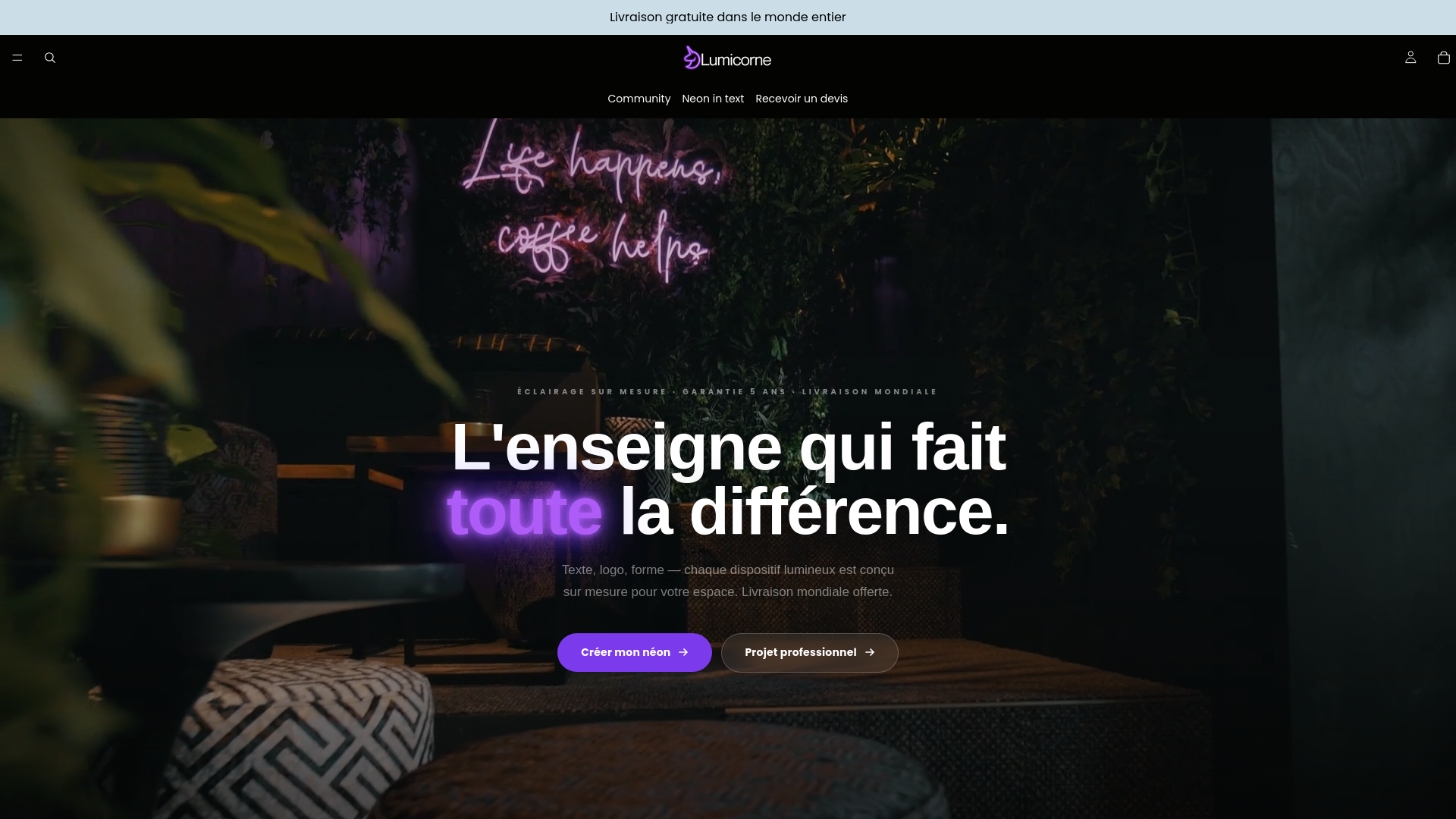 website screenshot of https://lumicorne.fr/