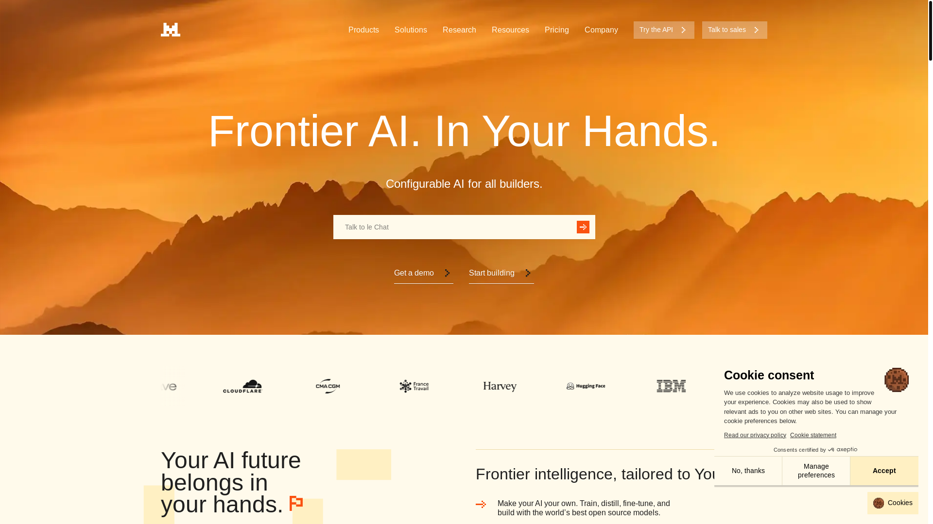 website screenshot of https://mistral.ai