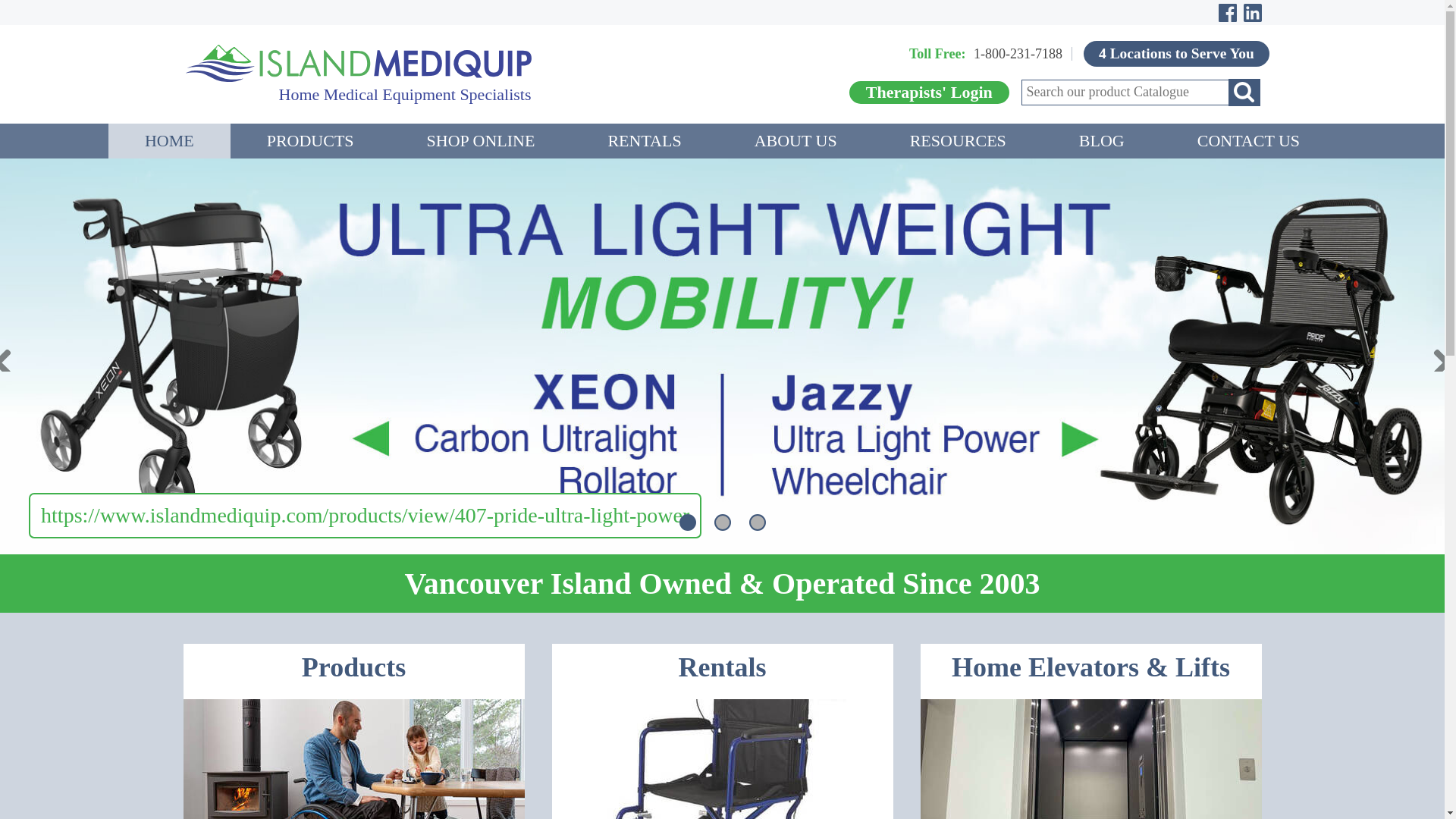 website screenshot of https://islandmediquip.pro/