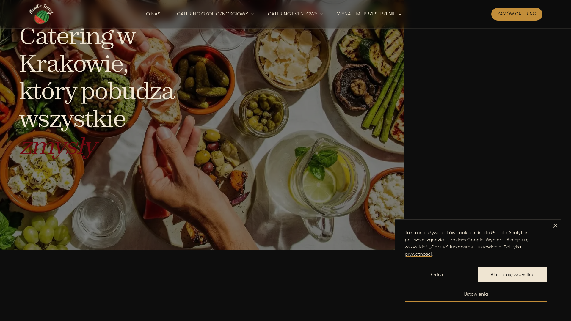 website screenshot of https://monicatering.pl/
