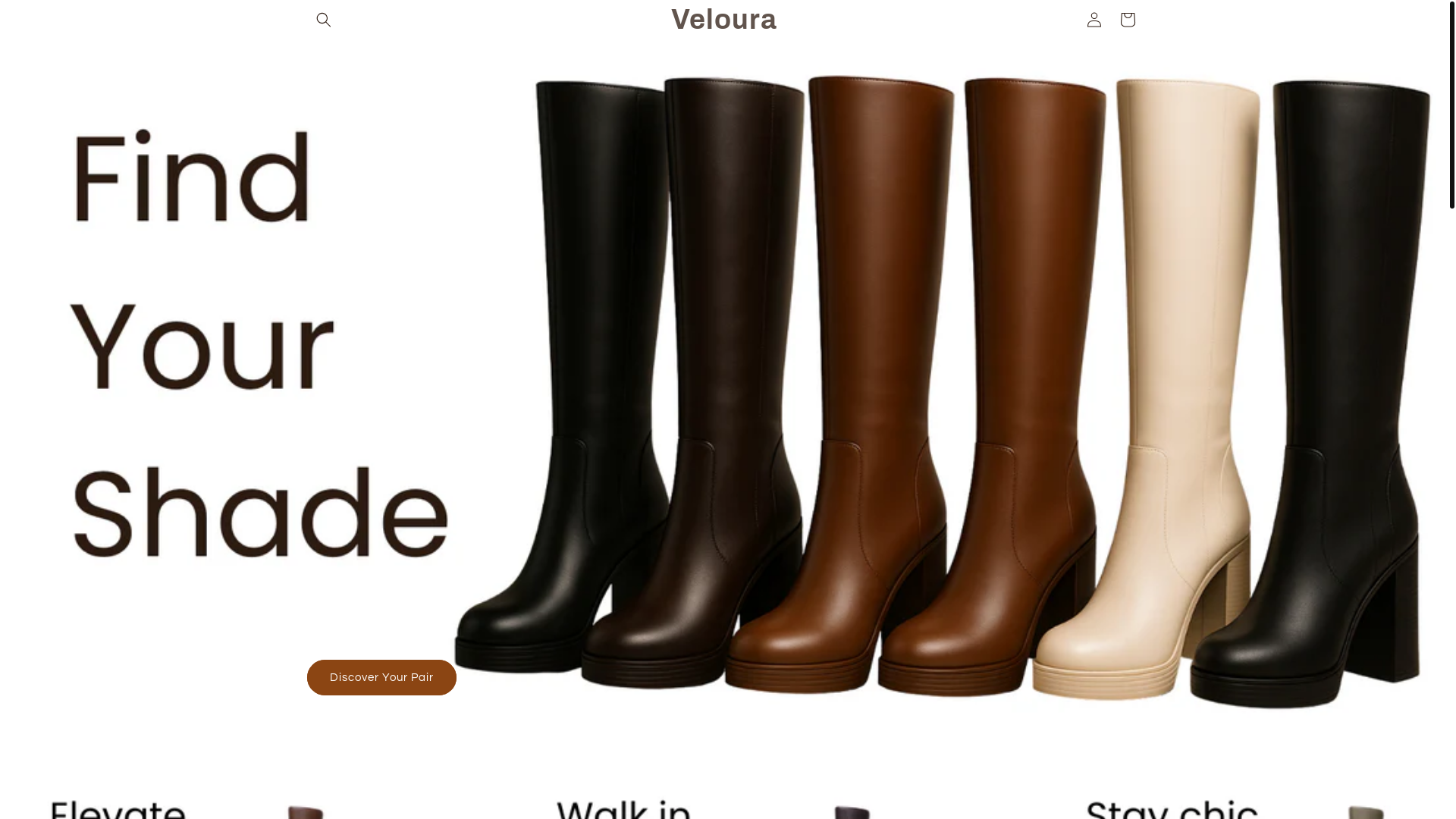 website screenshot of https://thevelourashop.com/
