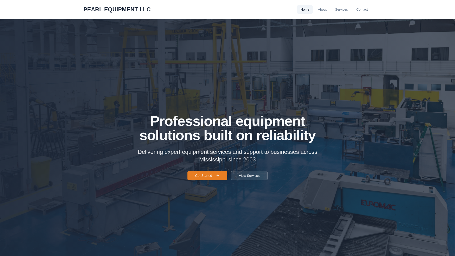 website screenshot of https://pearlequipmentco.com/