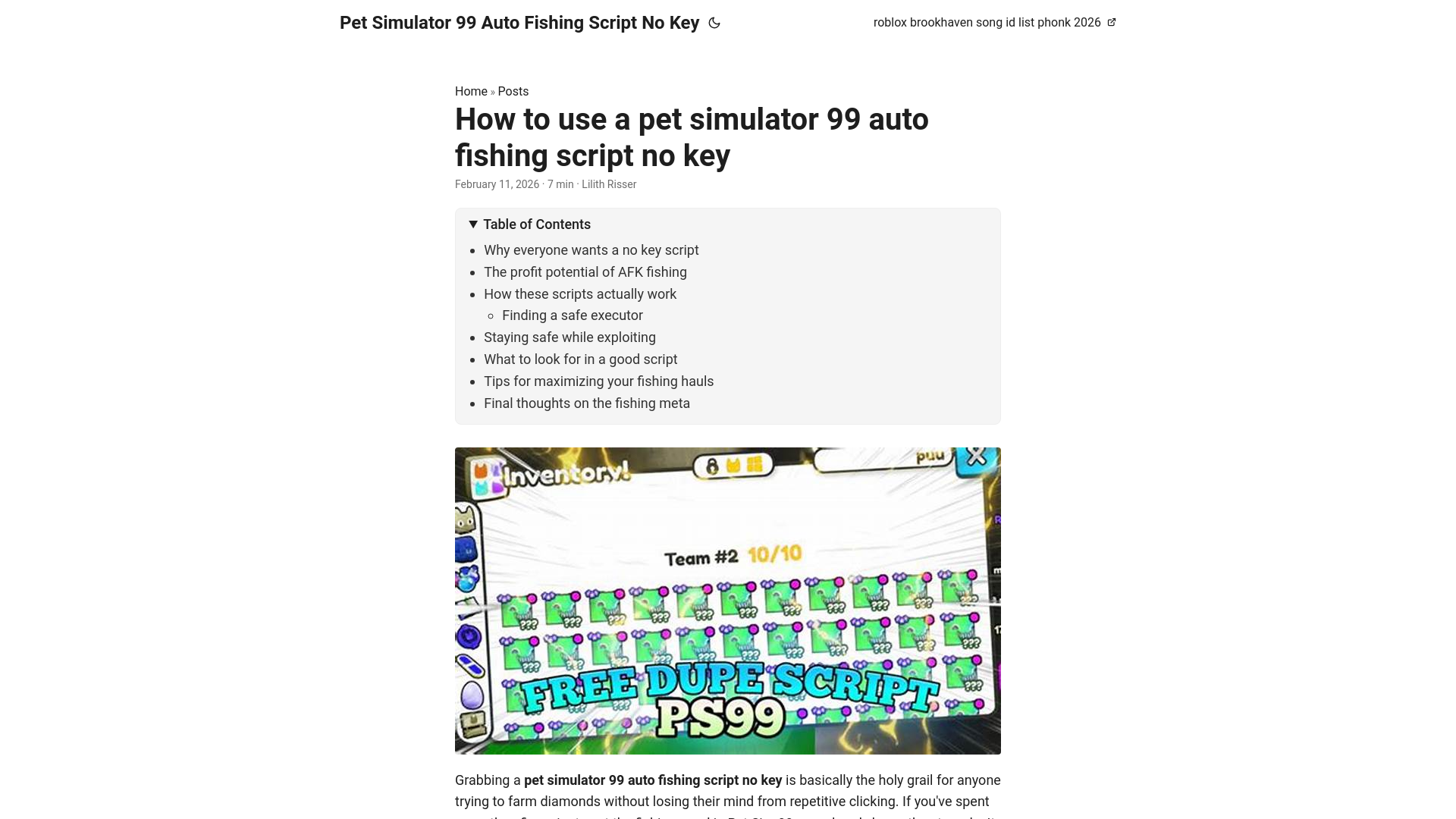 website screenshot of https://pet-simulator-99-auto-fishing-script-no-key.pages.dev/