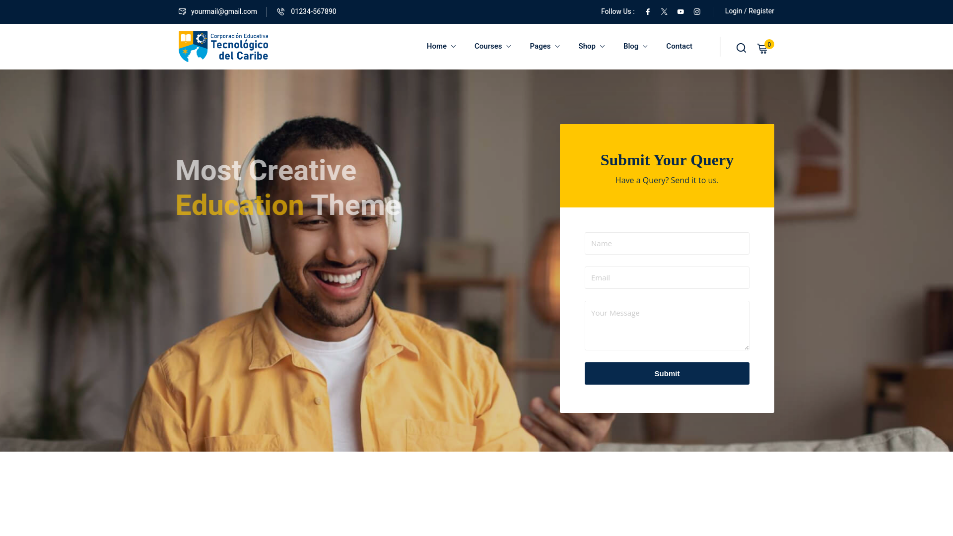 website screenshot of https://tecnocaribe.edu.co/