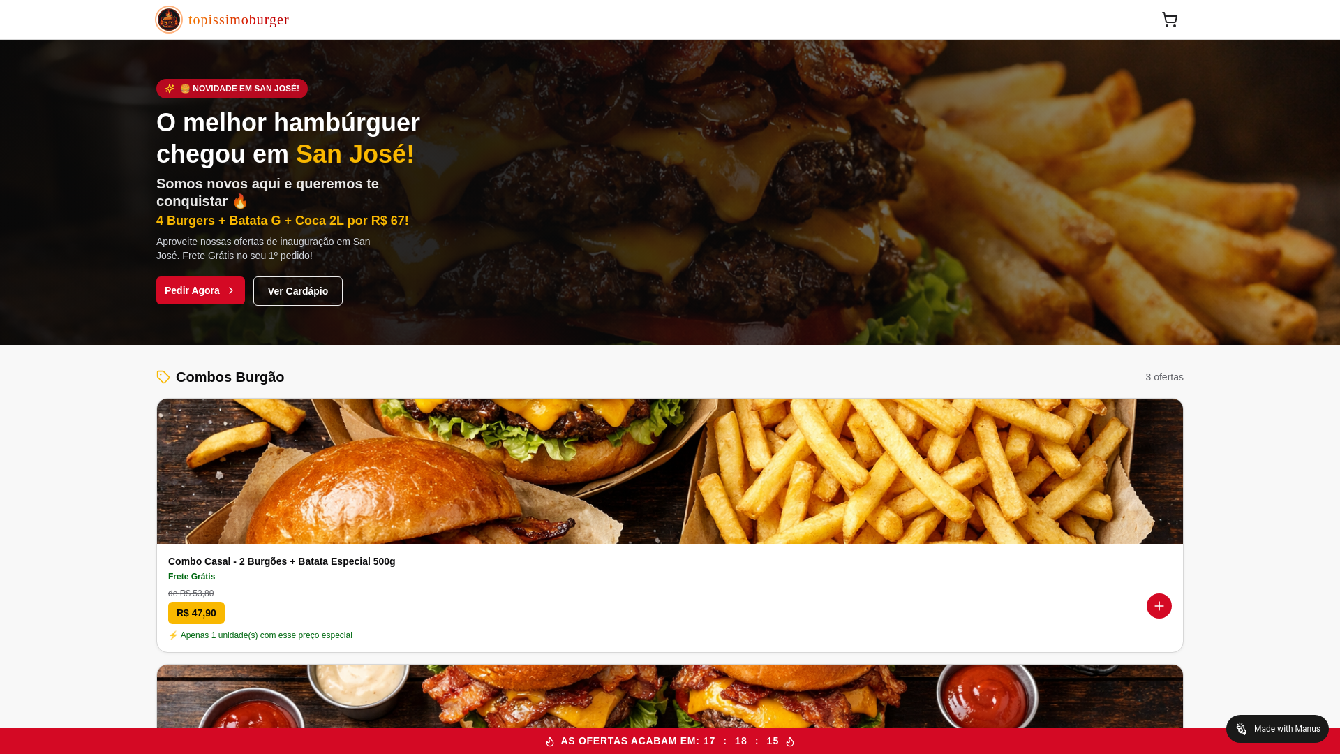 website screenshot of https://topissimosburger.shop/