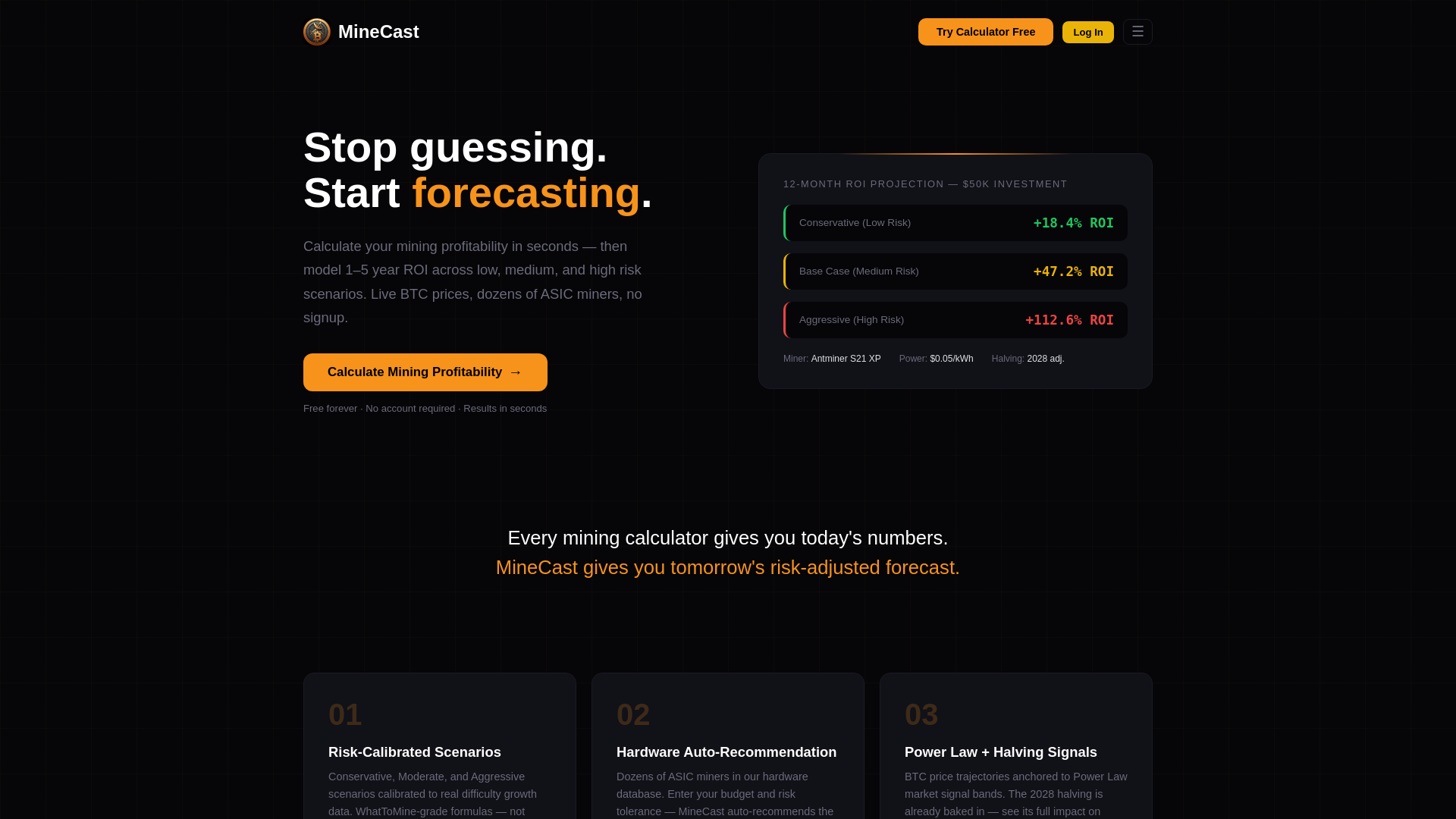 website screenshot of https://minecast.app
