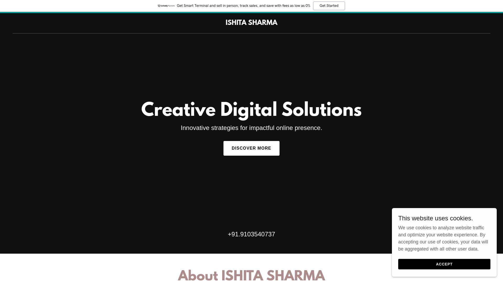 website screenshot of https://ishitasharma.one/