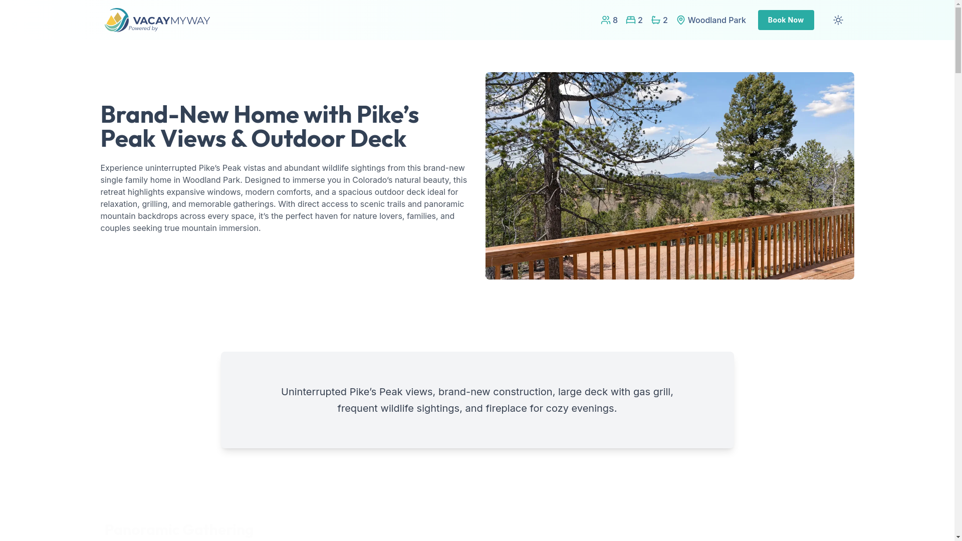 website screenshot of https://majesticpeak.vacations/