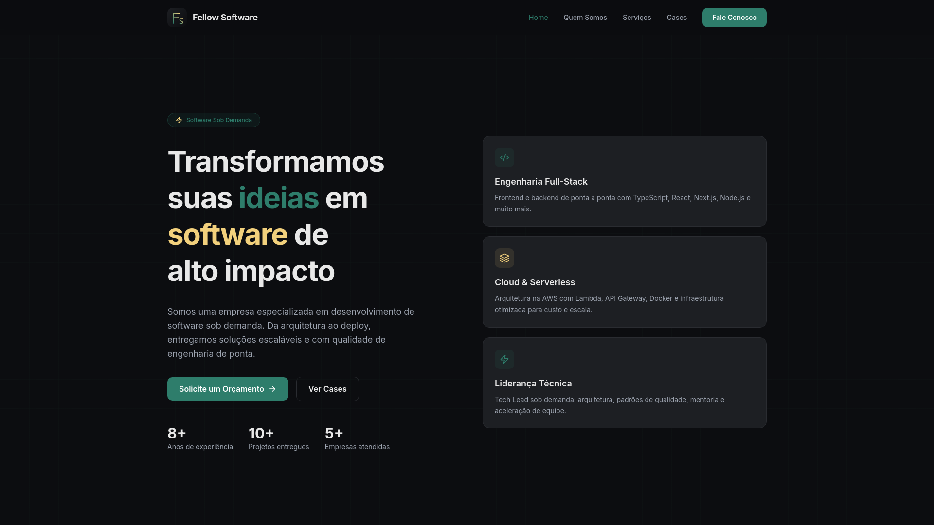 website screenshot of https://fellow-software.com/