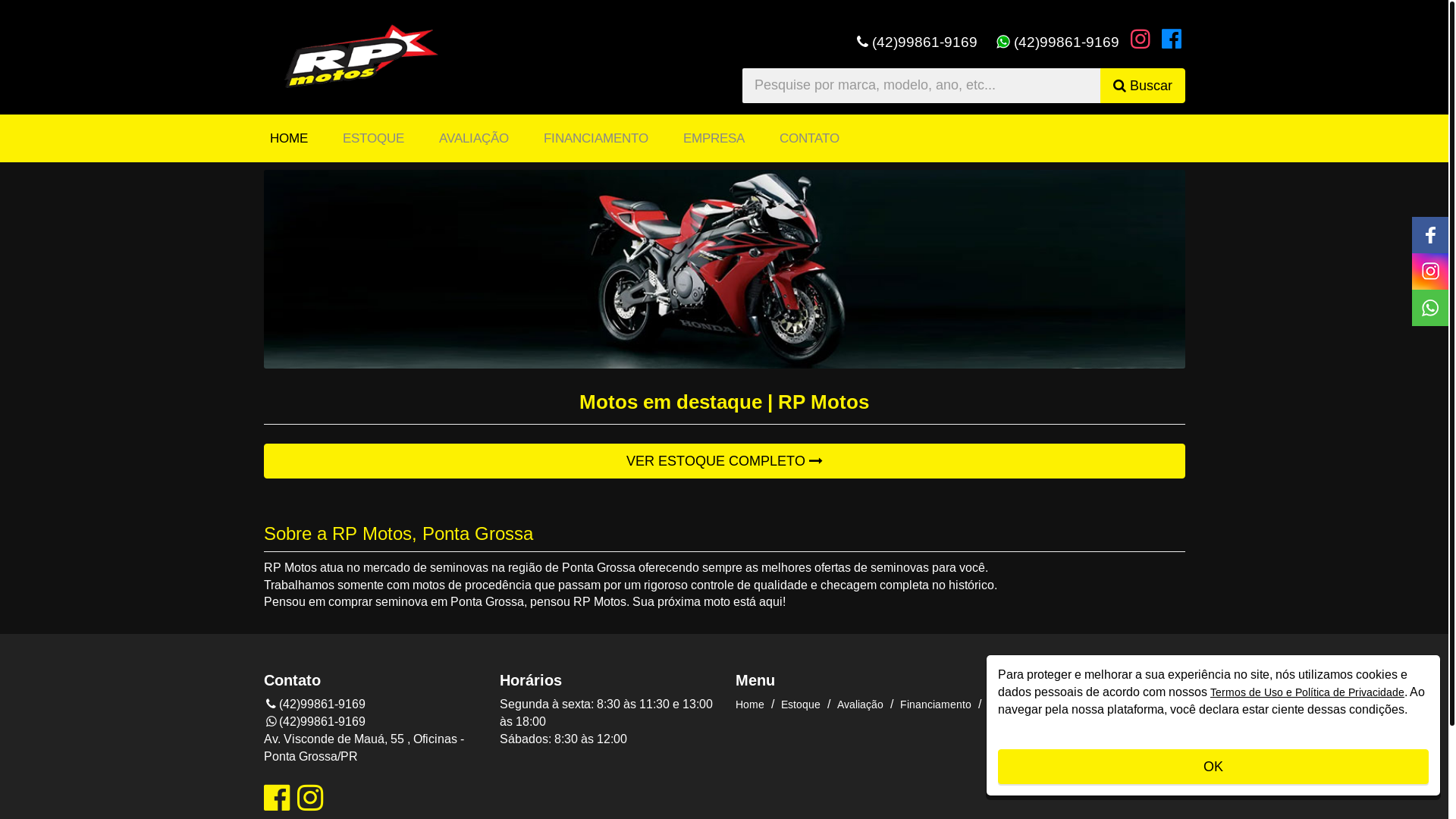 website screenshot of https://rpmotosrevenda.com.br/