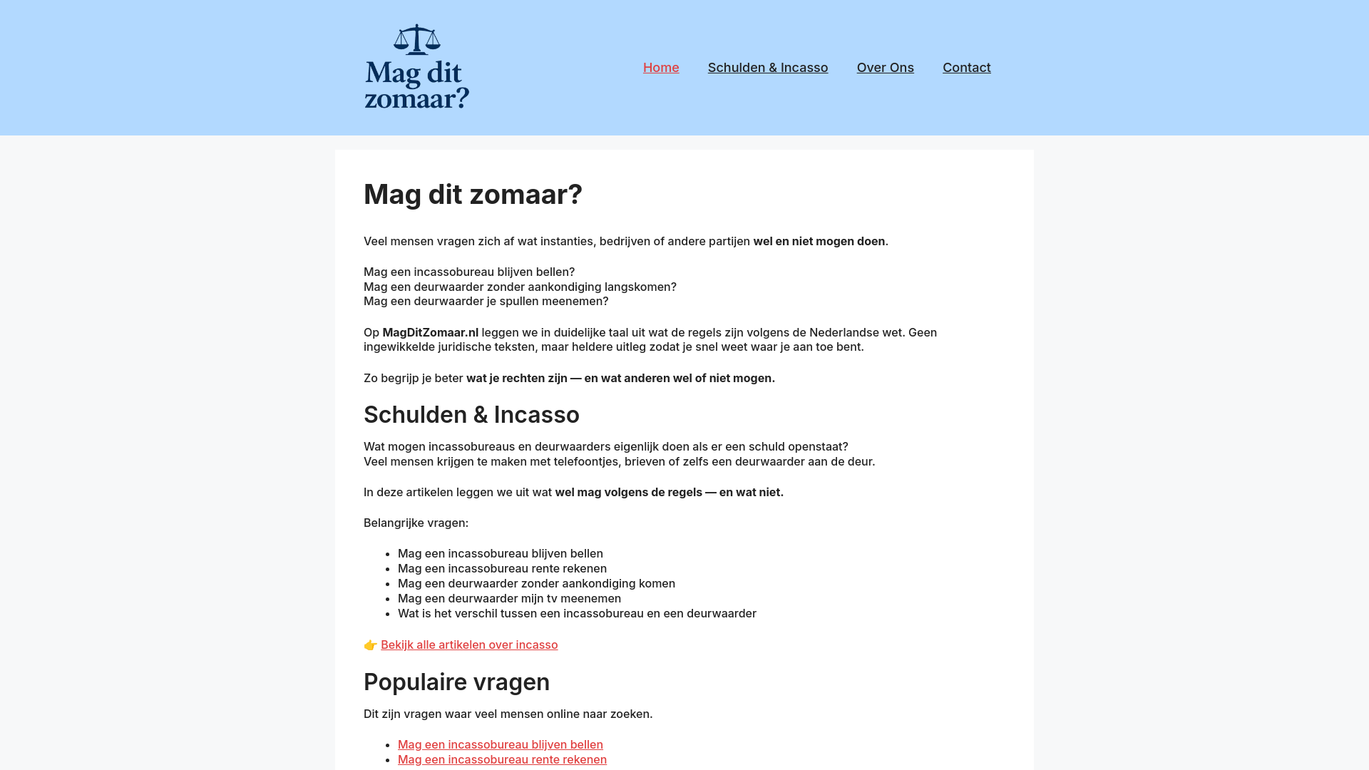 website screenshot of https://magditzomaar.nl/