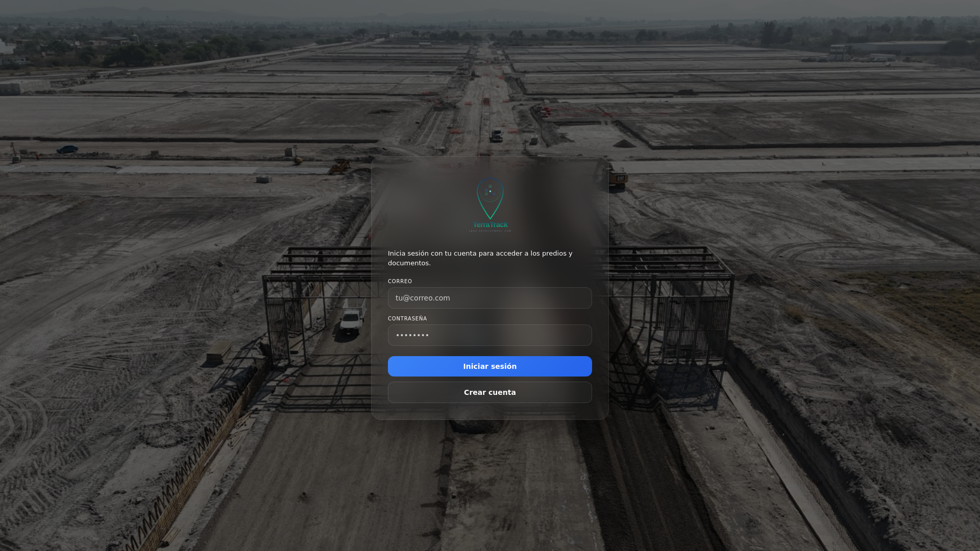 website screenshot of https://terratrack.land/