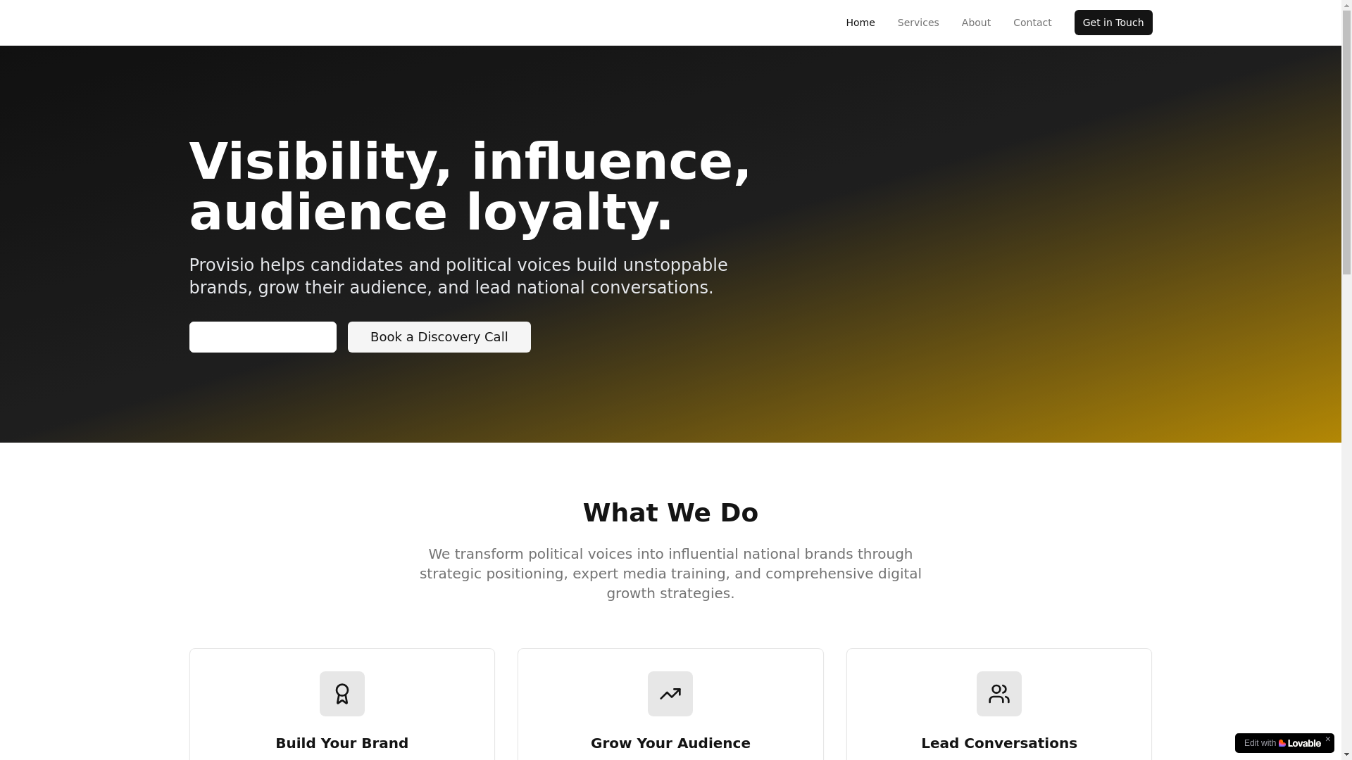 website screenshot of https://provisiotalent.com/