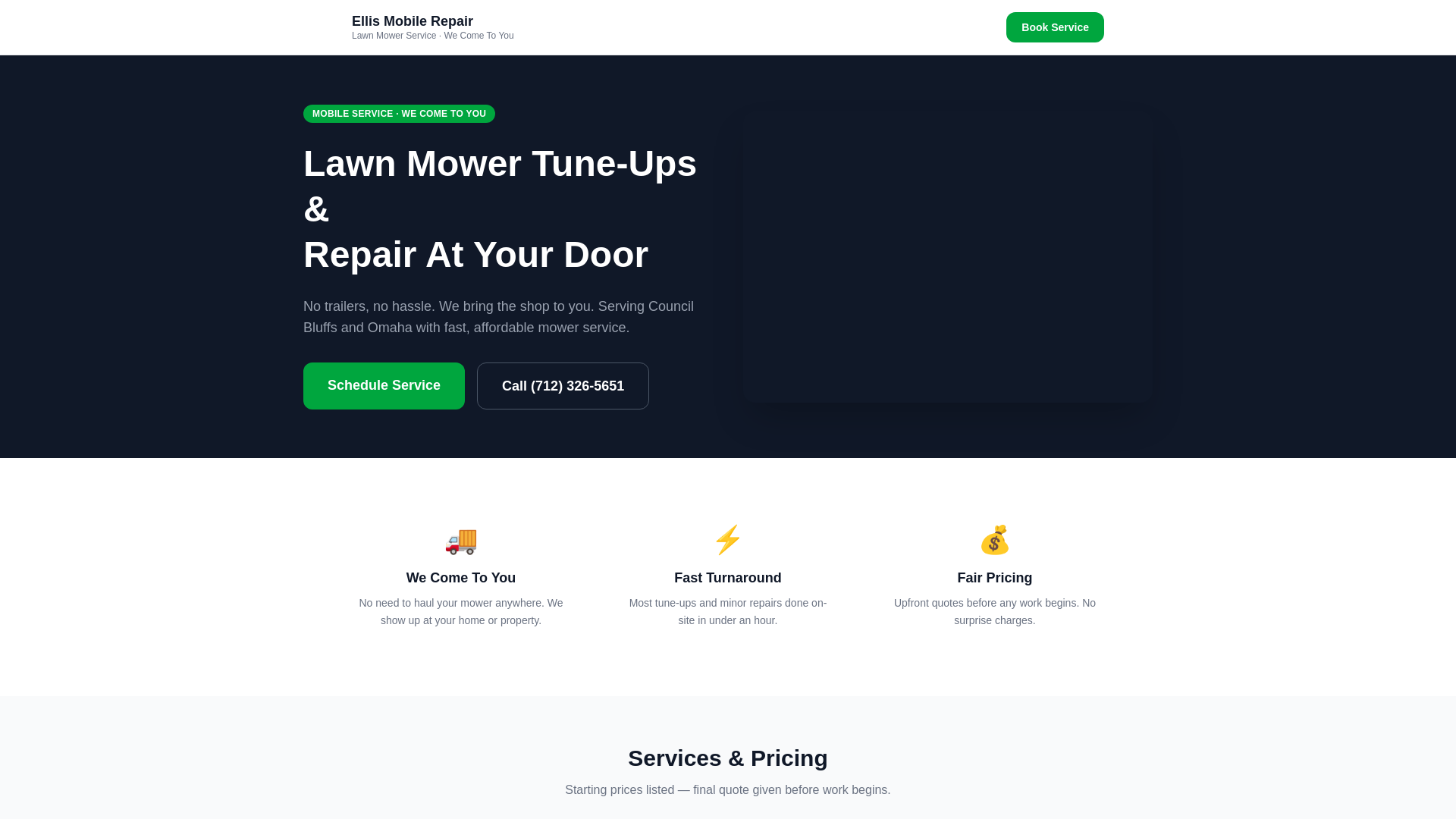 website screenshot of https://ellismobilerepair.com/