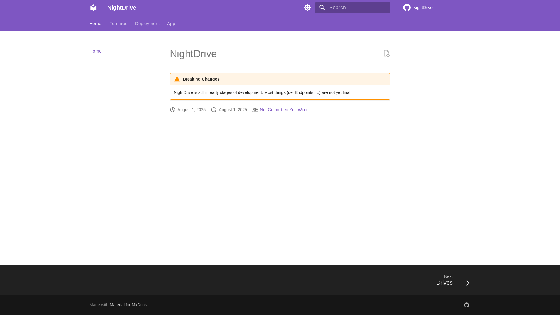 website screenshot of https://nightdrive.dev/