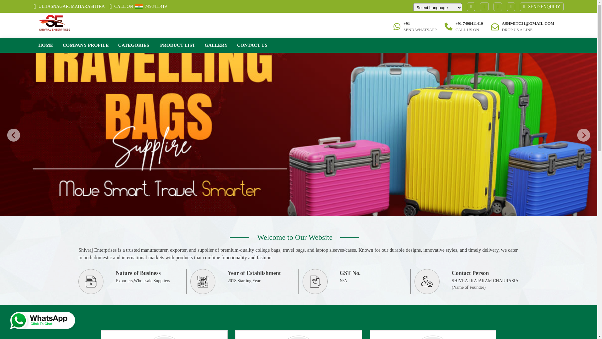 website screenshot of https://shivraj-enterprises.com/