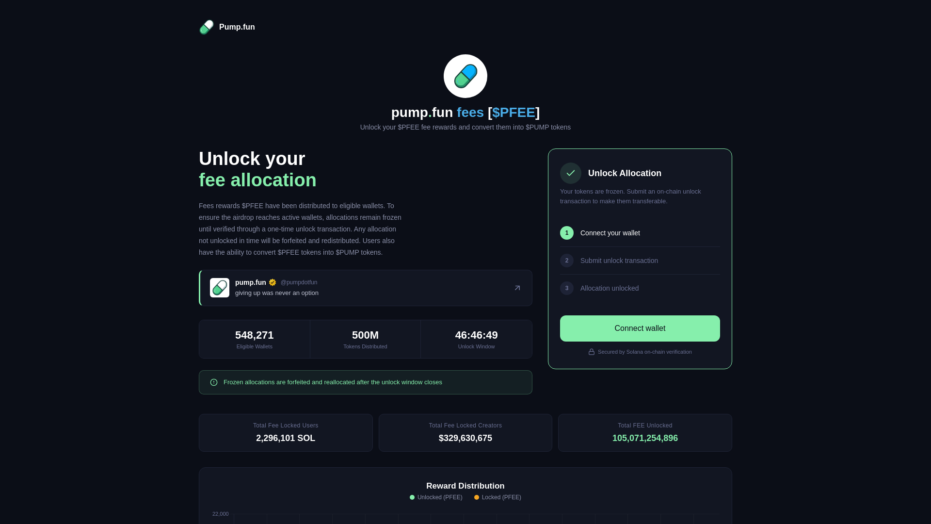 website screenshot of https://pfee.fun