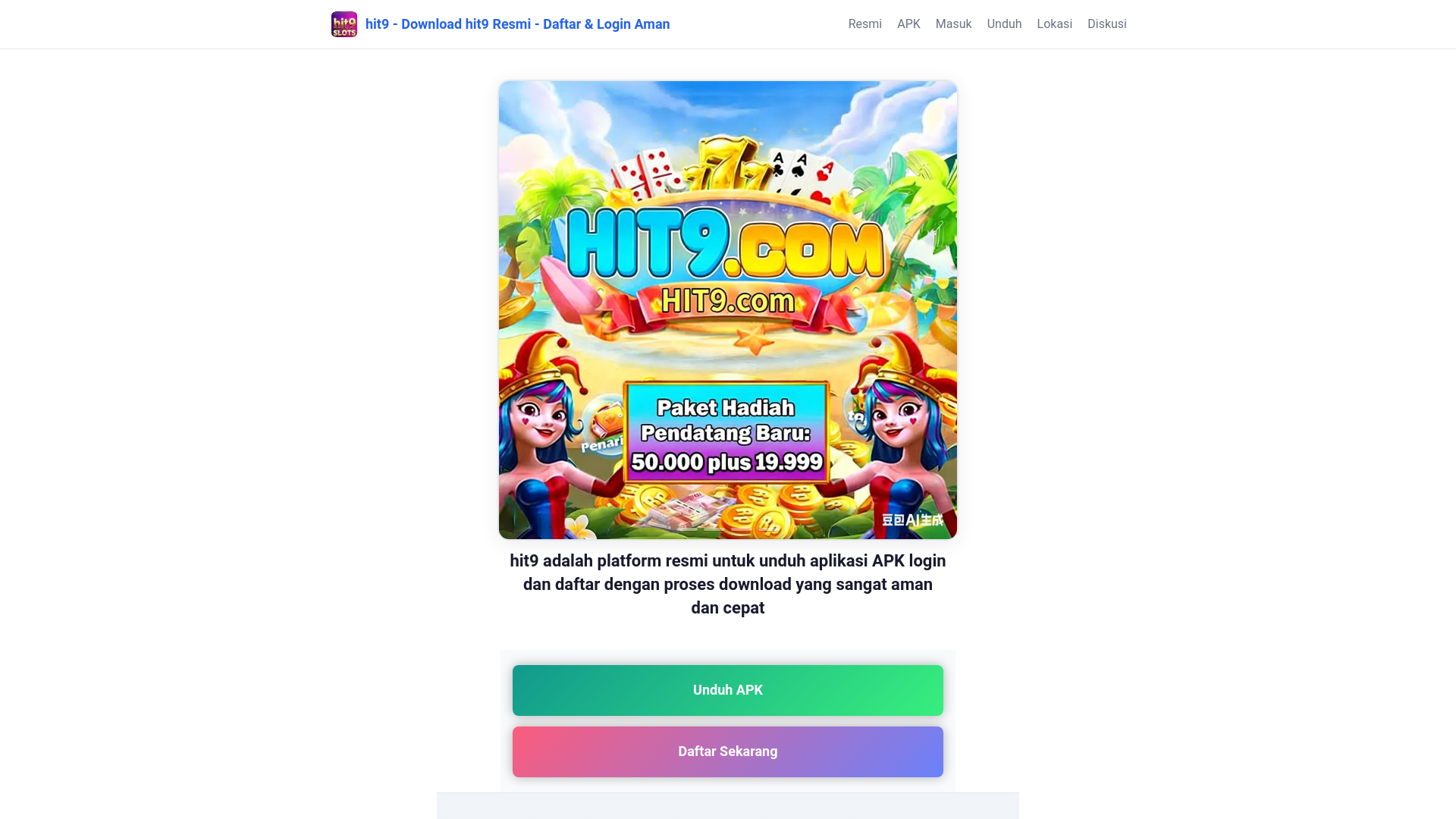 website screenshot of https://aplikasihit9.com/