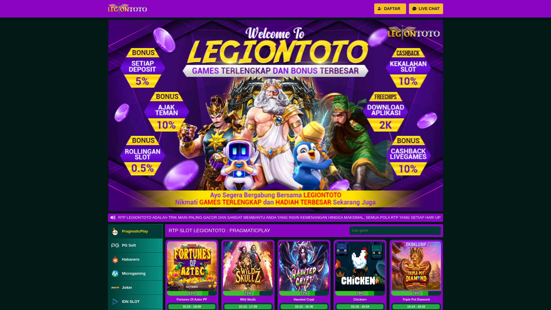 website screenshot of https://legion-polamantap.xyz/