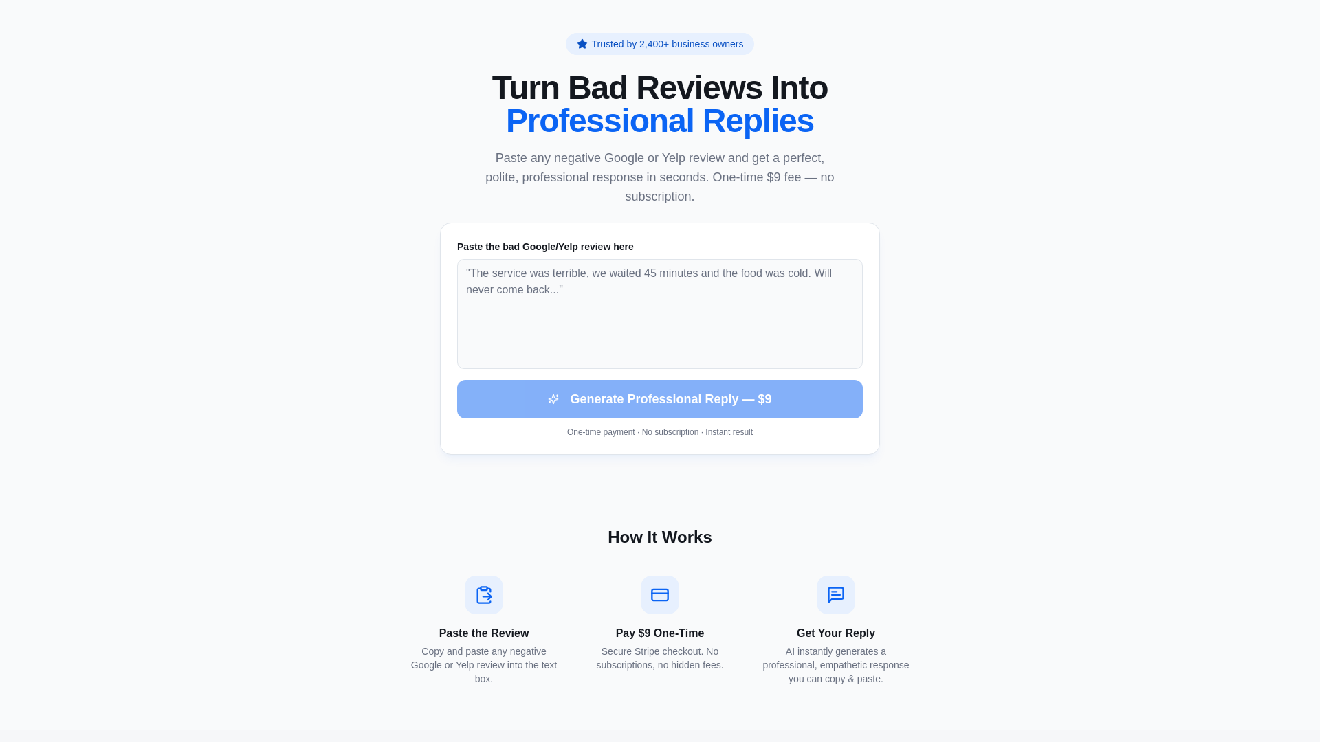 website screenshot of https://reviewreplyai1.pages.dev/
